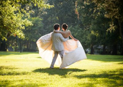 sunset wedding couple